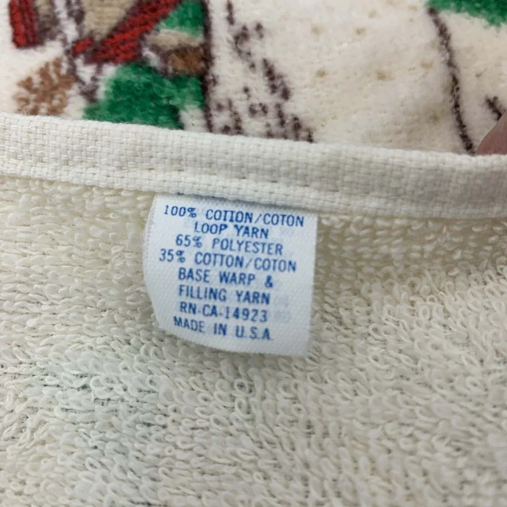 Vintage Christmastime Fingertip Hand Towels USA Sleigh Winter Christmas 70's 80s